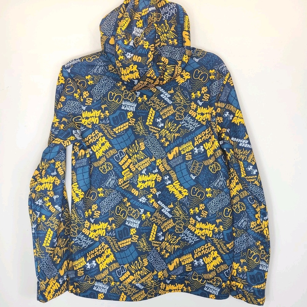 Under Armour Hoodie Youth XL Loose Blue Yellow Graphic Pullover EUC - Picture 3 of 5